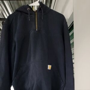 Carhart Medium Navy Blue Half-Zip Hoodie with Front Pocket